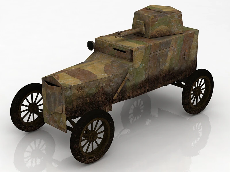 Vickers Crossley Armored Car 3D Model .c4d .max .obj .3ds .fbx .stl .blend 