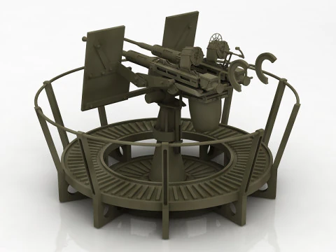 USA Twin 20mm70 AA Cannon 3D Model