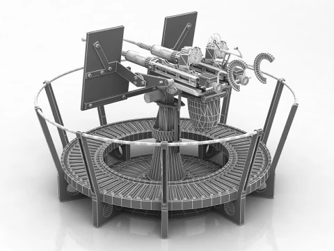 USA Twin 20mm70 AA Cannon 3D Model