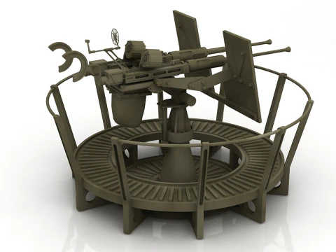 USA Twin 20mm70 AA Cannon 3D Model