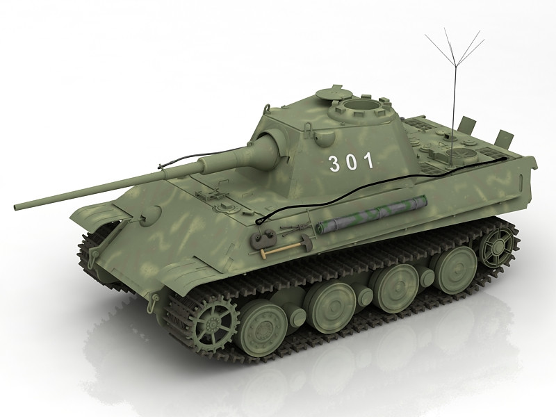 Panzer 2 Tank 3D Model .c4d .max .obj .3ds .fbx .stl .blend 