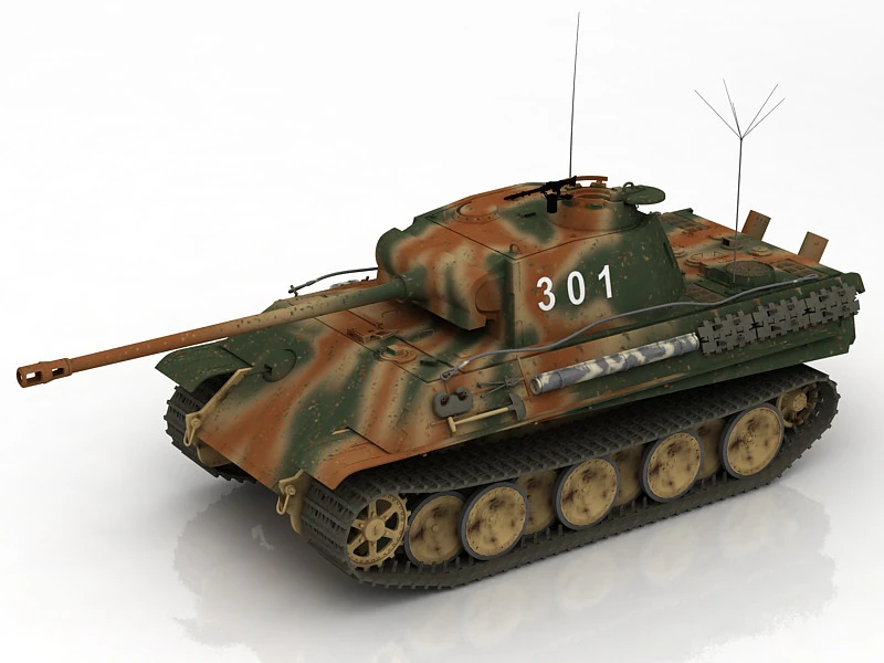 Panzer 2 Tank 3D Model .c4d .max .obj .3ds .fbx .stl .blend