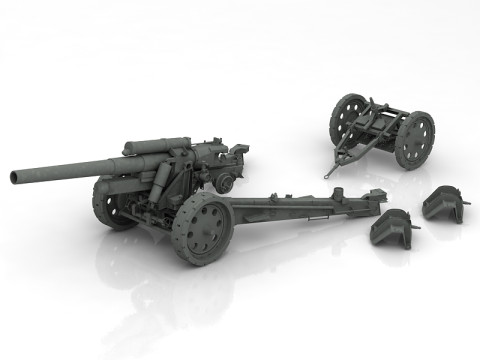 15cm SFH18 Howitzer GameReady 3D Model