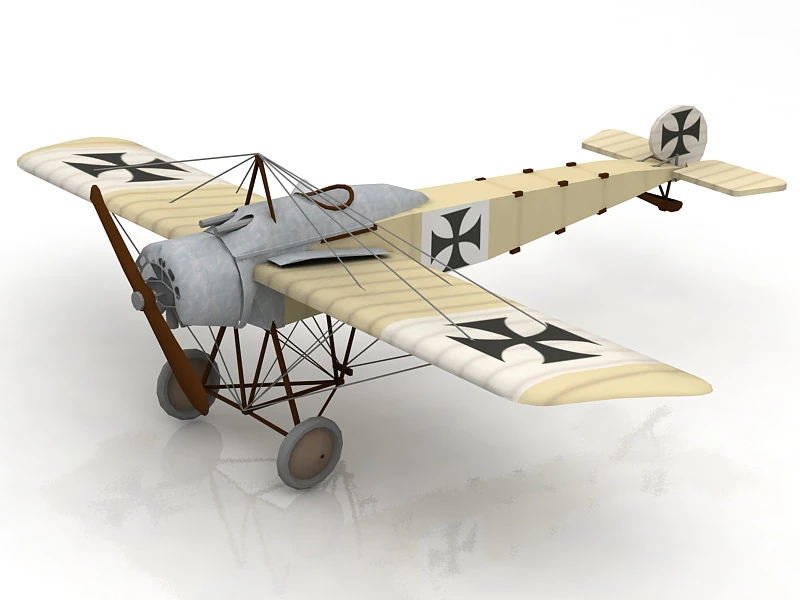 Fokker Eindecker Fighter Aircraft 3D Model .c4d .max .obj .3ds .fbx .stl .blend 