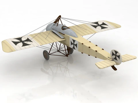 Fokker Eindecker Fighter Aircraft 3D Model
