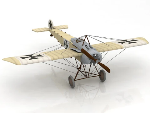Fokker Eindecker Fighter Aircraft 3D Model