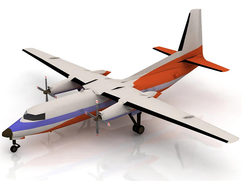 Fokker F-27 3D Model .c4d .max .obj .3ds .fbx .stl .blend 