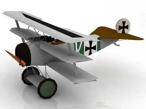 Triplano Fokker DR1 della Prima Guerra Mondiale Modello 3D