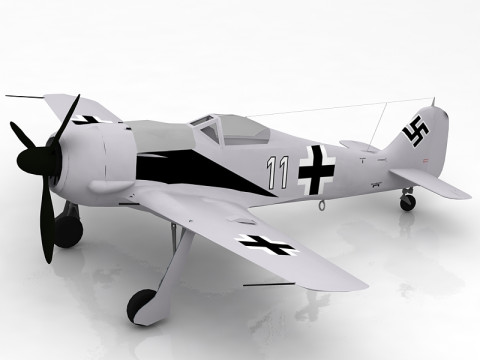 Focke Wulf Fw 190 독일 제2차 세계 대전 전투기 3D 모델