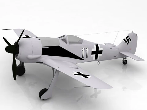 Focke Wulf Fw 190 Avião de Caça Alemão da Segunda Guerra Mundial Modelo 3D