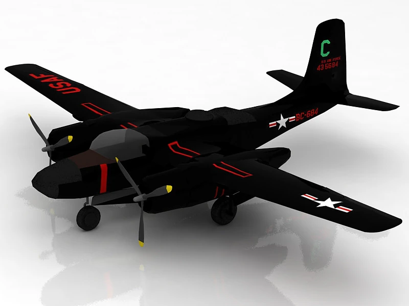 A 26 C Invader USAF Aircraft 3D Model .c4d .max .obj .3ds .fbx .stl .blend