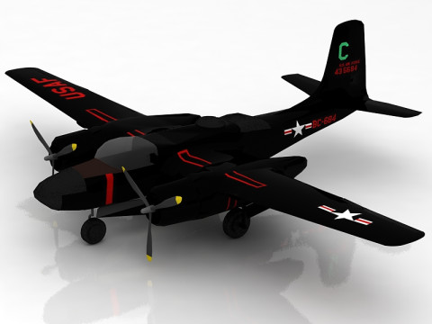 A 26 C Invader USAF Aircraft 3D Model