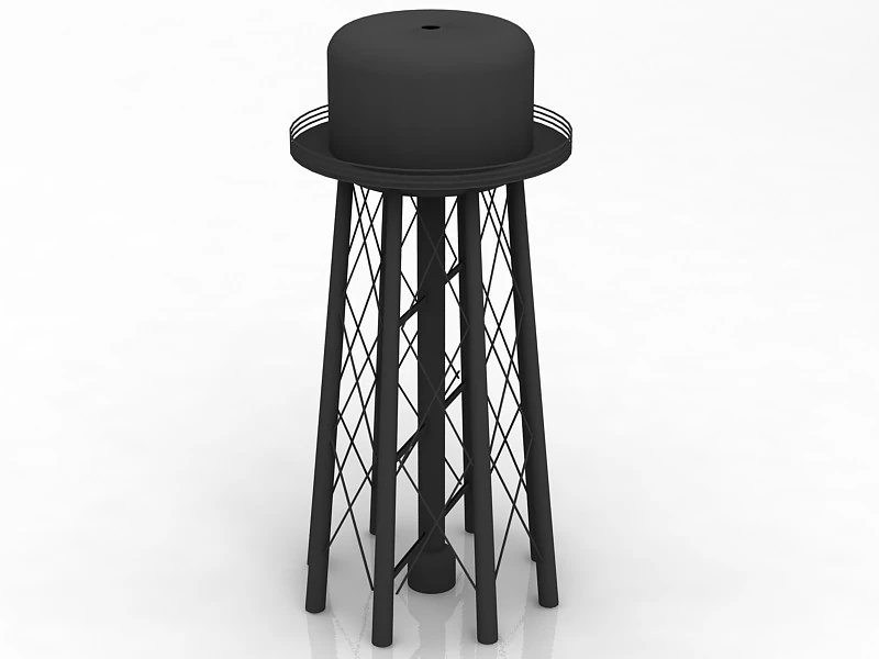 Water Tower 3D Model .c4d .max .obj .3ds .fbx .stl .blend 