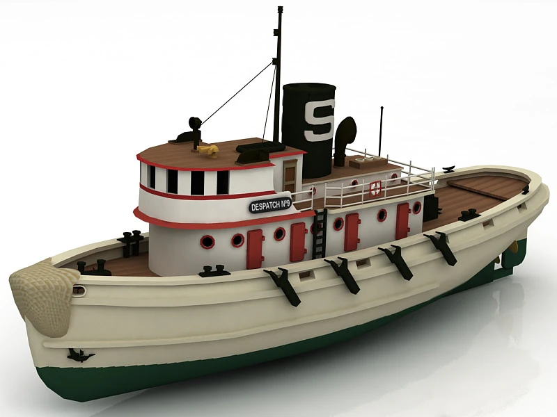 Tug Boat 3D Model .c4d .max .obj .3ds .fbx .stl .blend 