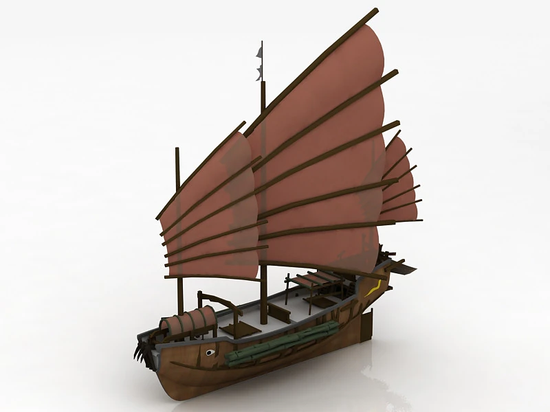 Chinese Junk Ship 3D Model .c4d .max .obj .3ds .fbx .stl .blend