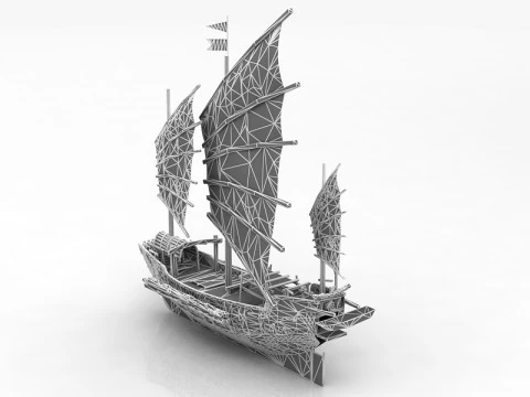 Chinese Junk Ship 3D Model