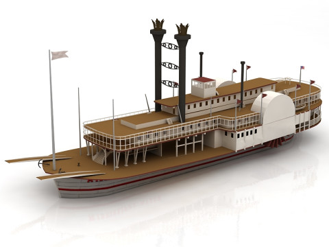 Wheeled Steamboat 3D Model