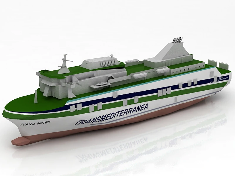 Trasmediterranea Ship 3D Model .c4d .max .obj .3ds .fbx .stl .blend 