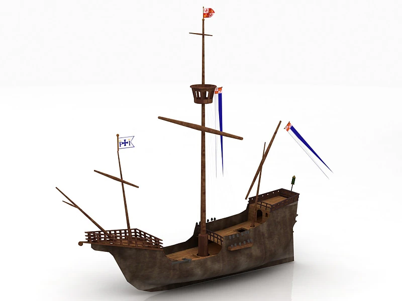 Santa Maria Nao Boat 3D Model .c4d .max .obj .3ds .fbx .stl .blend 