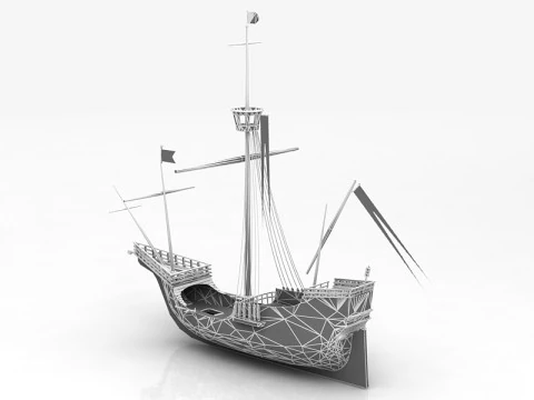 Santa Maria Nao Boat 3D Model