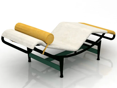 Minimalist Le Corbusier LC4 Black Chaise Lounge 3D Model