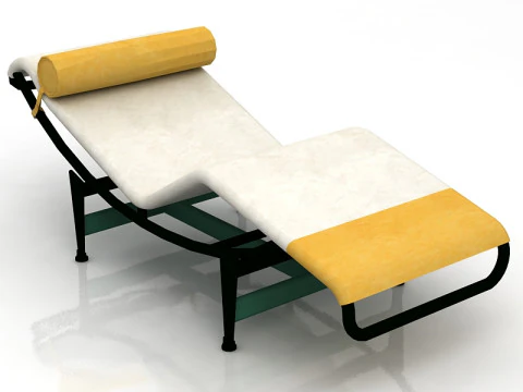 Minimalist Le Corbusier LC4 Black Chaise Lounge 3D Model