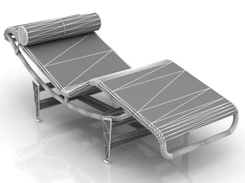 Minimalist Le Corbusier LC4 Black Chaise Lounge 3D Model