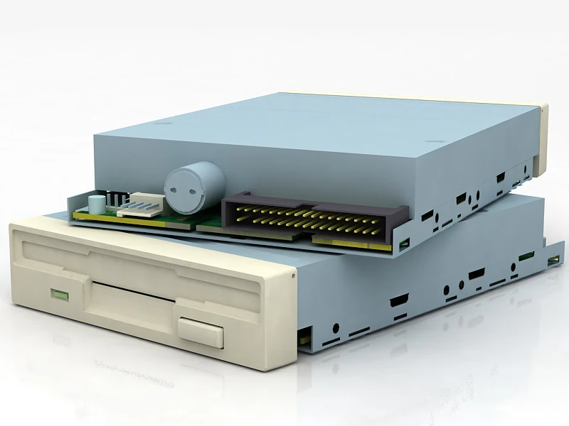 Floppy disk drive 3D Model .c4d .max .obj .3ds .fbx .stl .blend 
