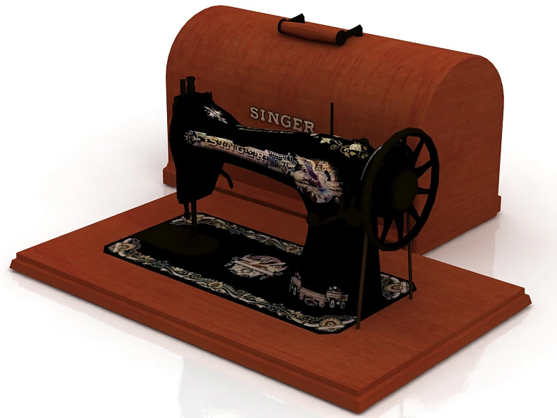 Antique Singer Sewing Machine 3D Model .c4d .max .obj .3ds .fbx .stl .blend 