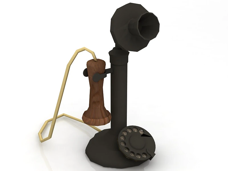 Old Upright Telephone 3D Model .c4d .max .obj .3ds .fbx .stl .blend