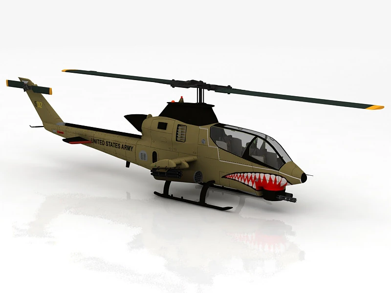 AH-1G Cobra Attack Helicopter 3D Model .c4d .max .obj .3ds .fbx .stl .blend
