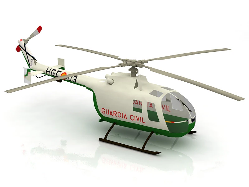 3D MBB Bo 105 3D Model .c4d .max .obj .3ds .fbx .stl .blend 