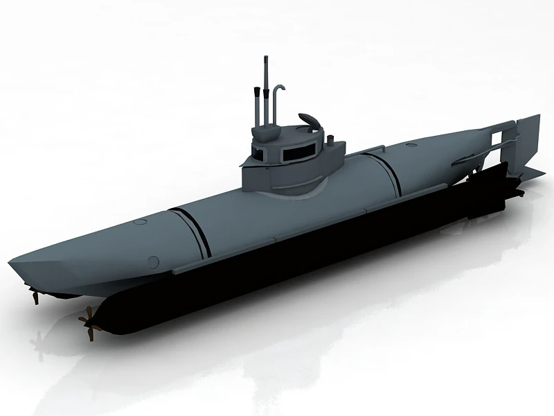Bieber German Mini Submarine 3D Model .c4d .max .obj .3ds .fbx .stl .blend 