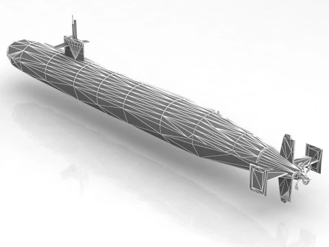 USS Dallas SSN 700 with Dry Deck Shelter 3D Model