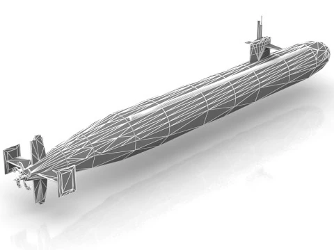 USS Dallas SSN 700 with Dry Deck Shelter 3D Model