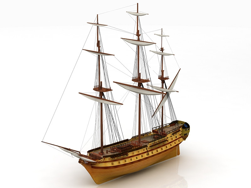 Линейный корабль Le Glorieux 3D Модель .c4d .max .obj .3ds .fbx .stl .blend