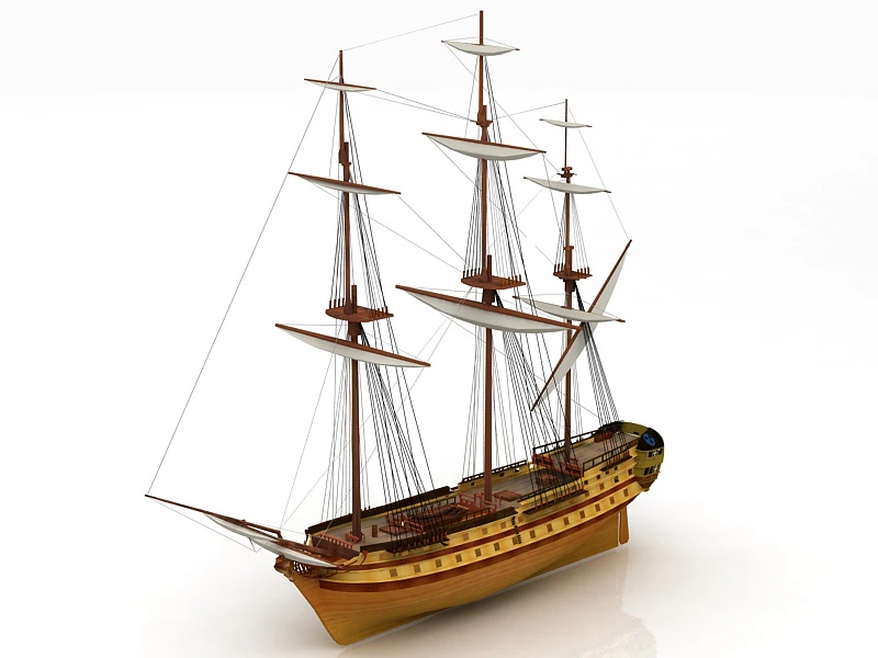 Le Glorieux Ship of Line 3D Model .c4d .max .obj .3ds .fbx .stl .blend 