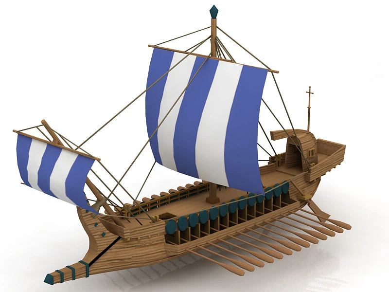 Greek Warship 3D Model .c4d .max .obj .3ds .fbx .stl .blend