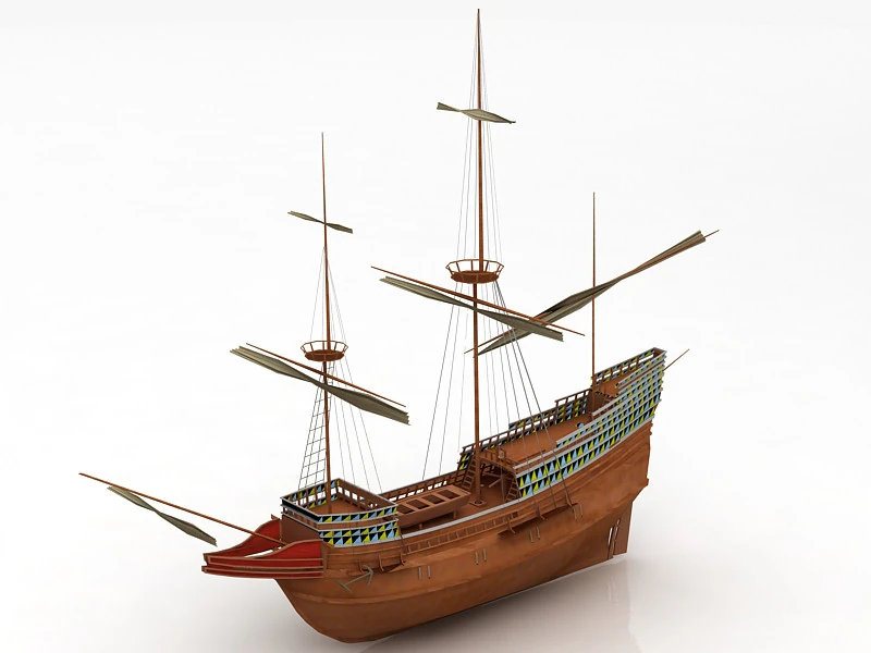 Mayflower English Ship 3D Model .c4d .max .obj .3ds .fbx .stl .blend 