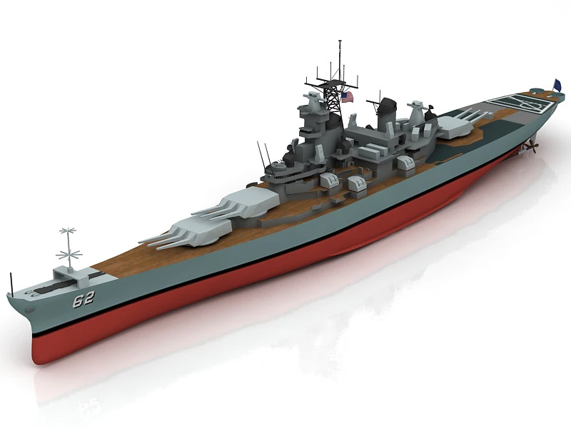 USS New Jersey BB 62 Ship 3D Model .c4d .max .obj .3ds .fbx .stl .blend 