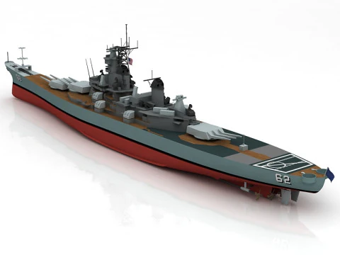 USS New Jersey BB 62 Ship 3D Model