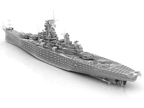 USS New Jersey BB 62 Ship 3D Model