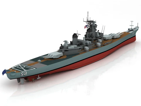 USS New Jersey BB 62 Ship 3D Model