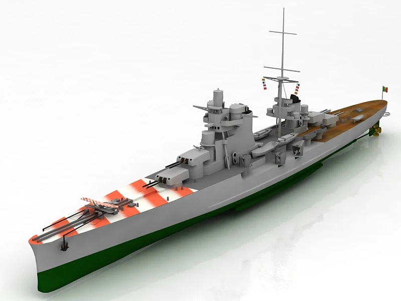 Regia Nave Pola Heavy Cruiser Ship 3D Model .c4d .max .obj .3ds .fbx .stl .blend 