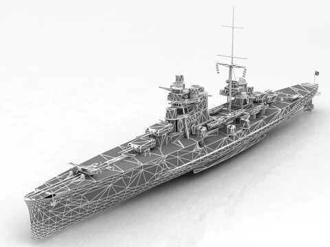 Regia Nave Pola Heavy Cruiser Ship 3D Model