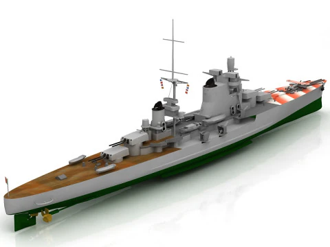 Regia Nave Pola Heavy Cruiser Ship 3D Model