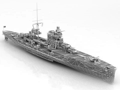 Regia Nave Pola Heavy Cruiser Ship 3D Model