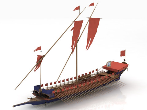 French Galley La Rale Ship 3D Model