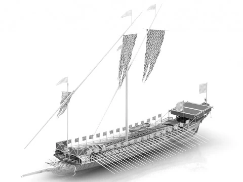 French Galley La Rale Ship 3D Model