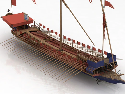 French Galley La Rale Ship 3D Model
